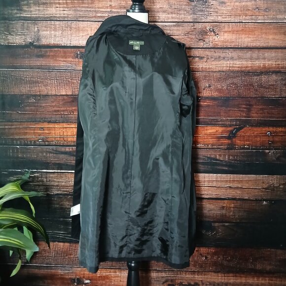 Eddie Bauer Jacket XL Black Lined Rain Trench Coat - Picture 10 of 12